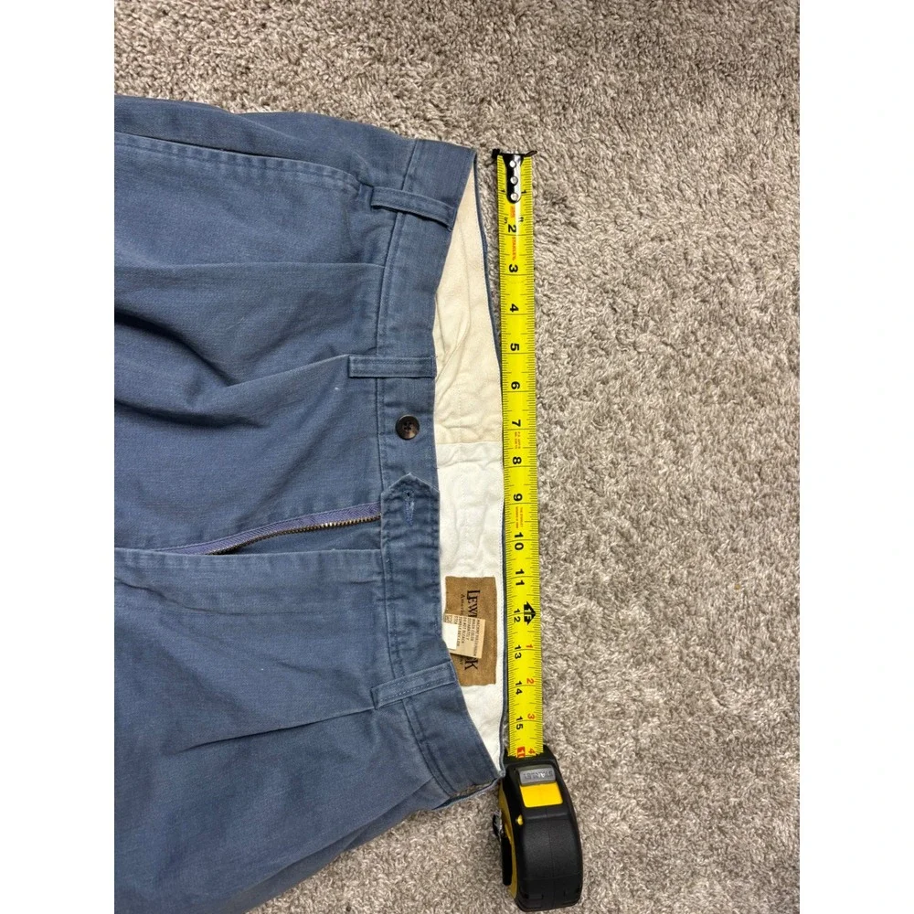 Lewis Creek American Countrywear Mens Blue Pleated Chino Pants 34 Cotton Twill